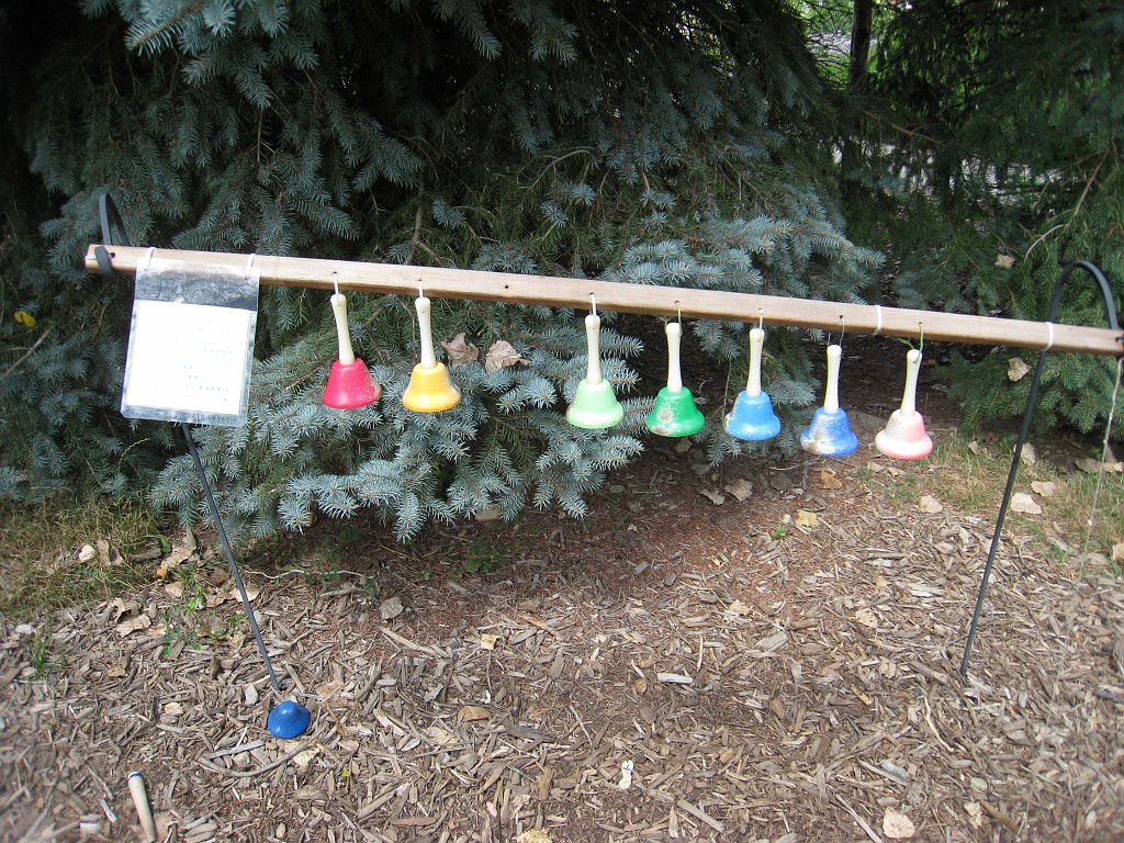 Matthaei Botanical Gardens 2010 0290.jpg - The Gaffield Childrens Garden has lots of fun things for the kids to do... including musical bells with the musical score so you can play Twinkle Twinkle.....